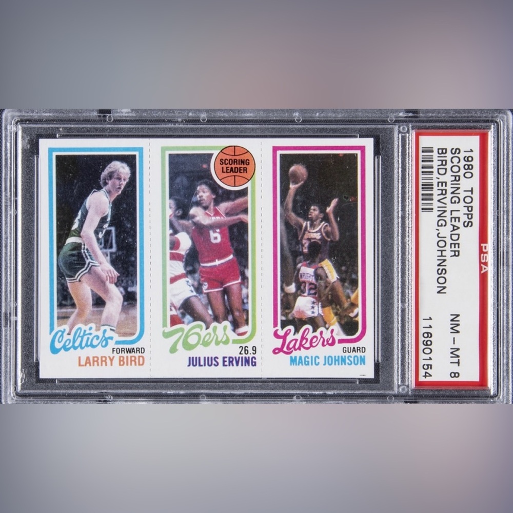 1980 Topps Bird Erving Johnson Rookie Card NBA HOF PSA 8 NM - MT - High Grade